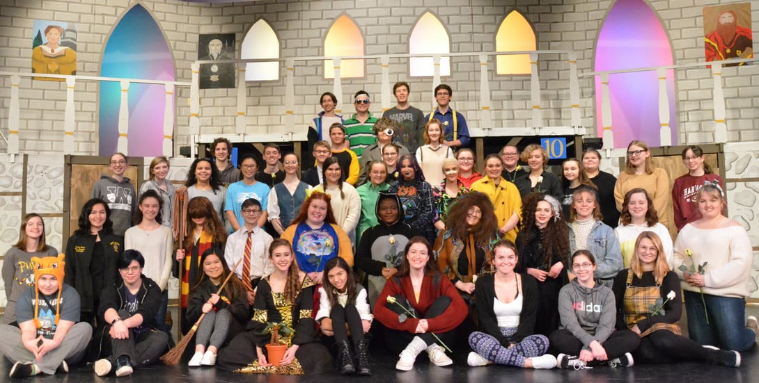 Cast and crew of the 2020 winter play, Puffs